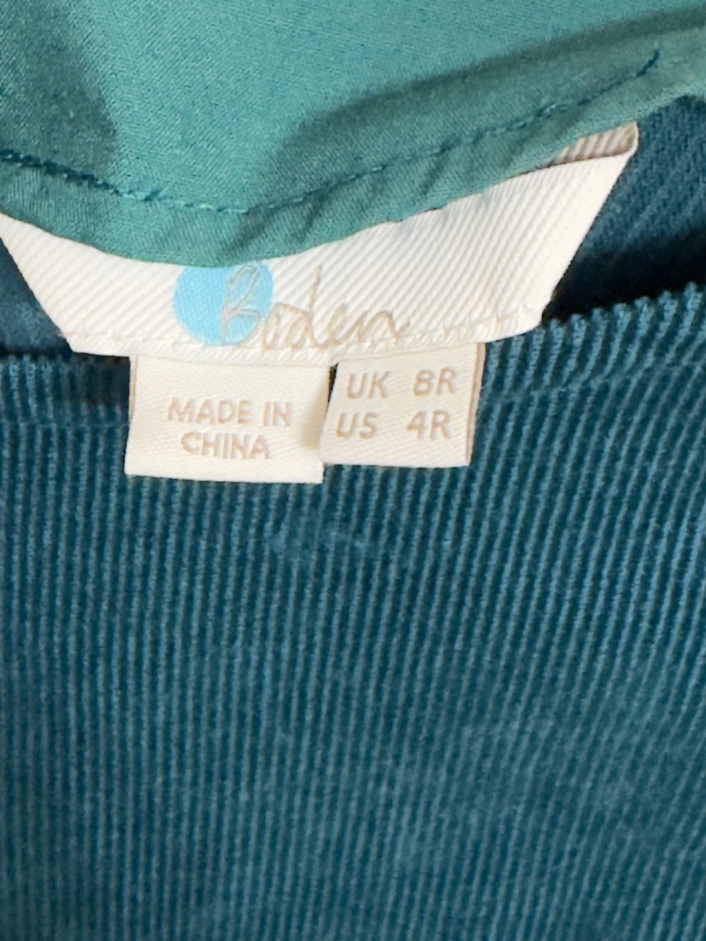 Boden Teal Corduroy Shift Dress - Picture 4 of 4